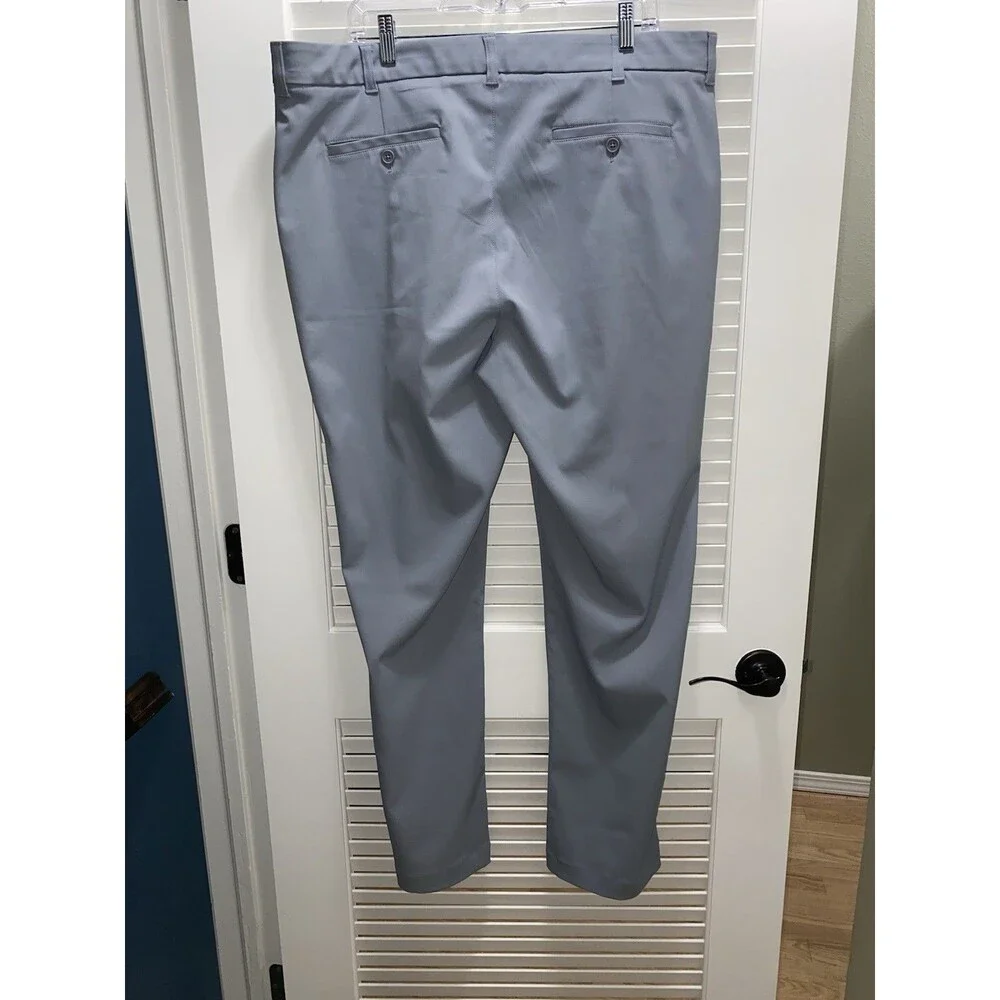 Roundtree & Yorke Performance Chino Flat Pants Work Play Gray 40x32 preppy